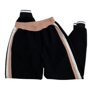 Zara Basic Joggers Women's Size XS Black, Pastel Pink, White Vertical Stripe